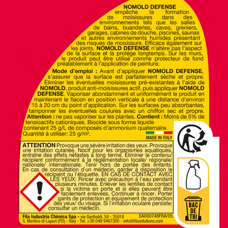 FILA INDUSTRIE - Nettoyant NOMOLD anti-moisissures actif flacon de 500 ml  74006012